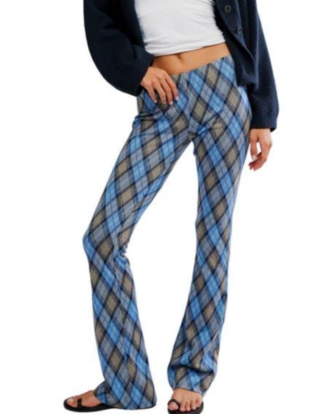 Free People Chloe Plaid Flare Knit Pants, NWT, Small ($78)